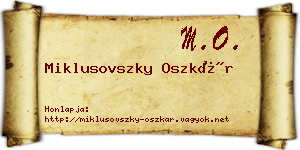 Miklusovszky Oszkár névjegykártya